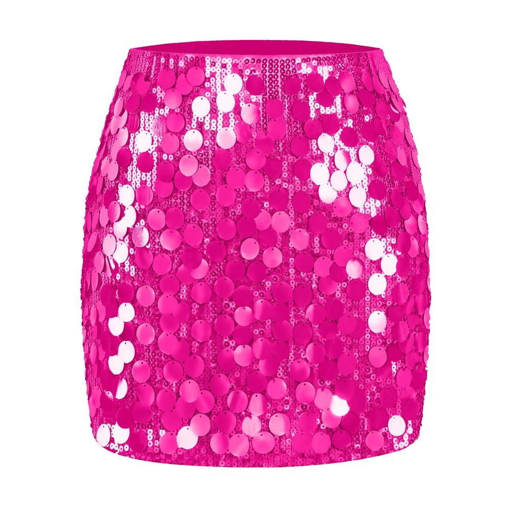 5535 Contrast Sequin Skirt Sparkle Stretchy Bodycon Mini Coin Skirts Night